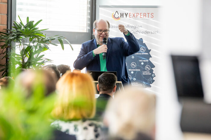 Christian Meyer, Niedersachsens Umweltminister, beim Vortrag im Haus der Wirtschaft in Helmstedt.