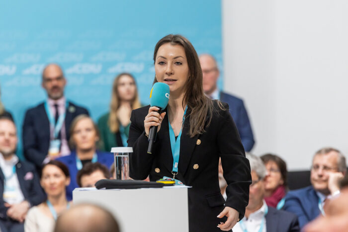 Sandra Schmull beim Wirtschaftsdialog in Berlin